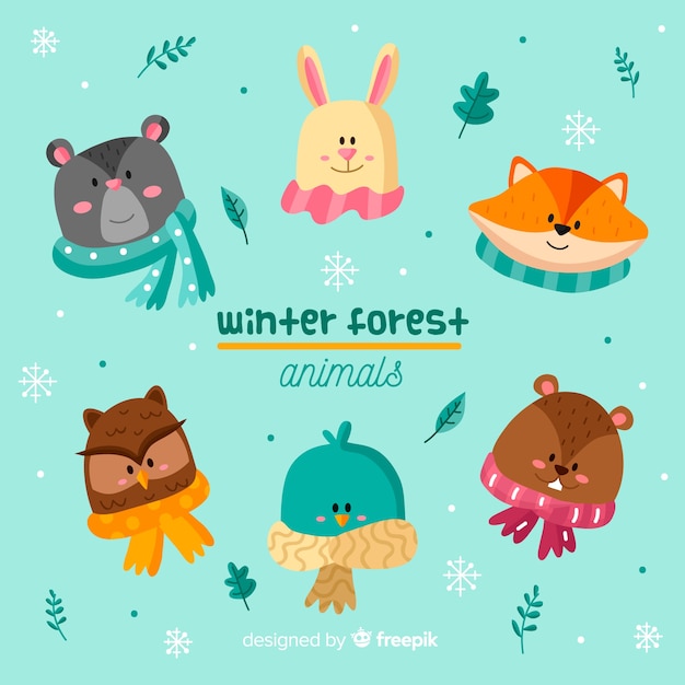 Lovely set of winter forest animals