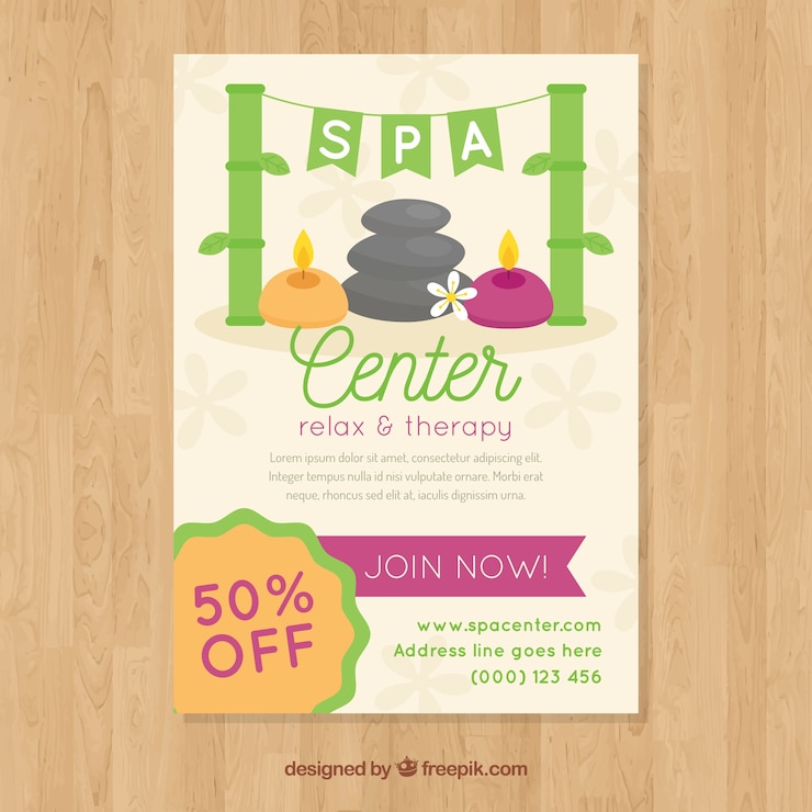 Free Vector lovely spa flyer template