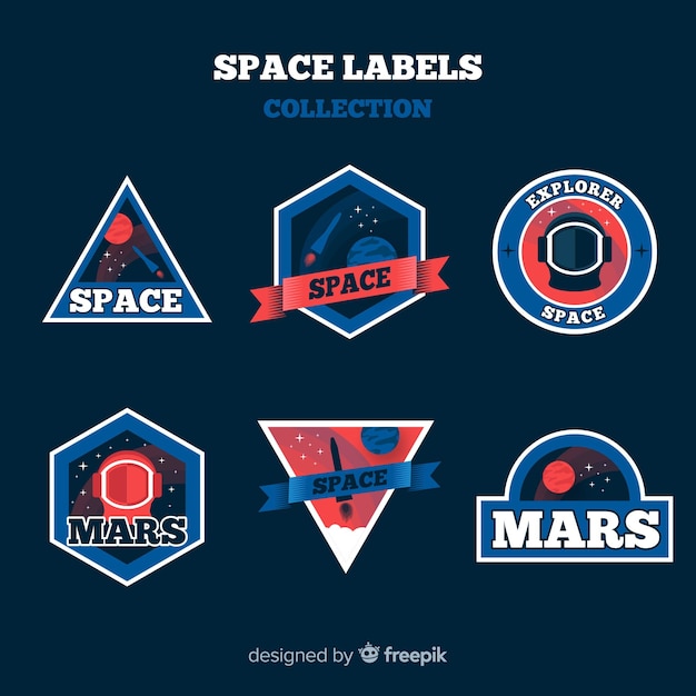 Free vector lovely space badge collection with flat design