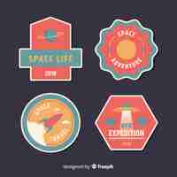 Free vector lovely space badge collection with flat design