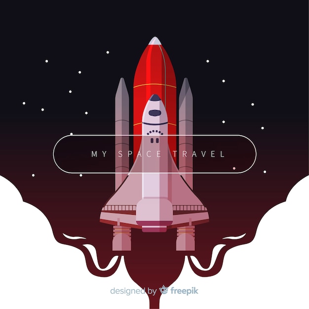 Lovely space rocket con design piatto