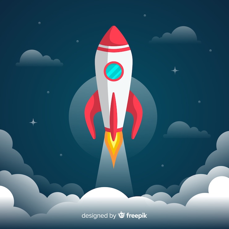 Free Vector lovely space rocket with flat design
