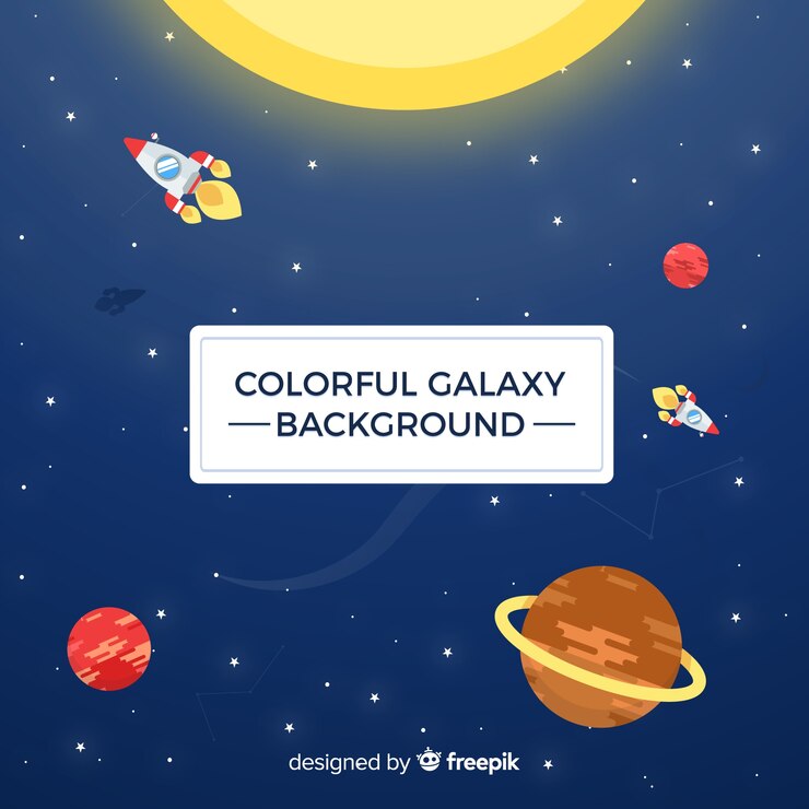 無料Vector フラットデザインの素敵な宇宙船の背景