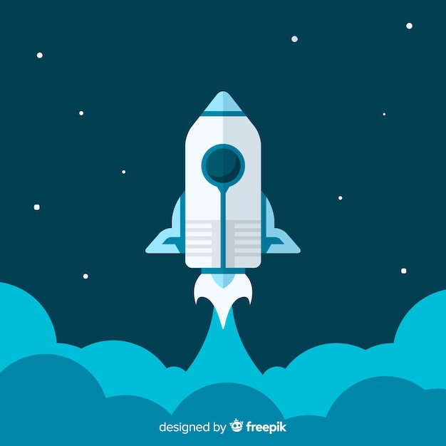 Lovely spaceship background with flat design