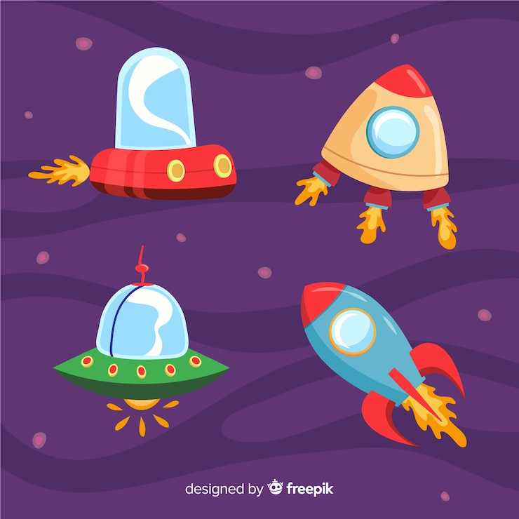 無料Vector フラットデザインの素敵な宇宙船コレクション