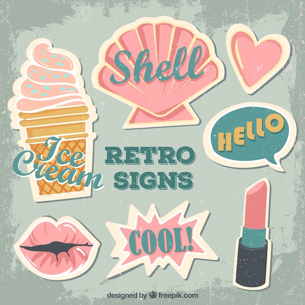 Lovely stickers with retro style