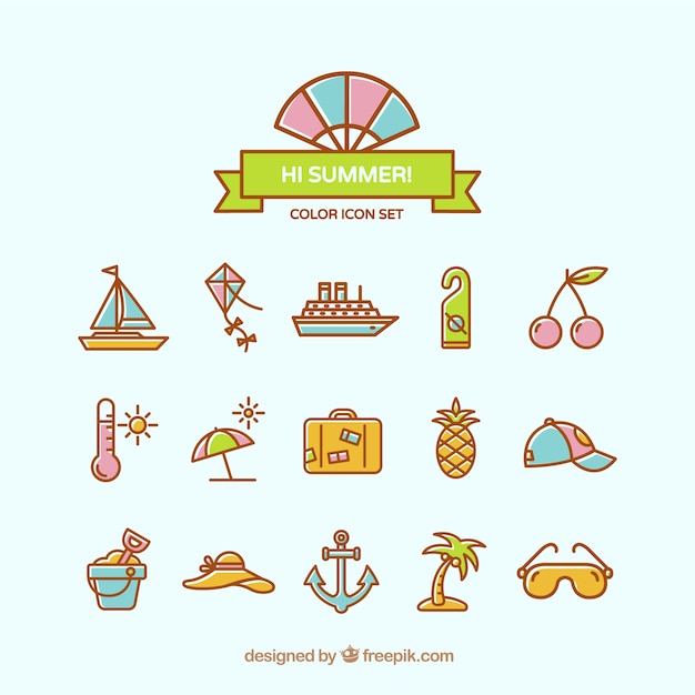 Free vector lovely summer icons