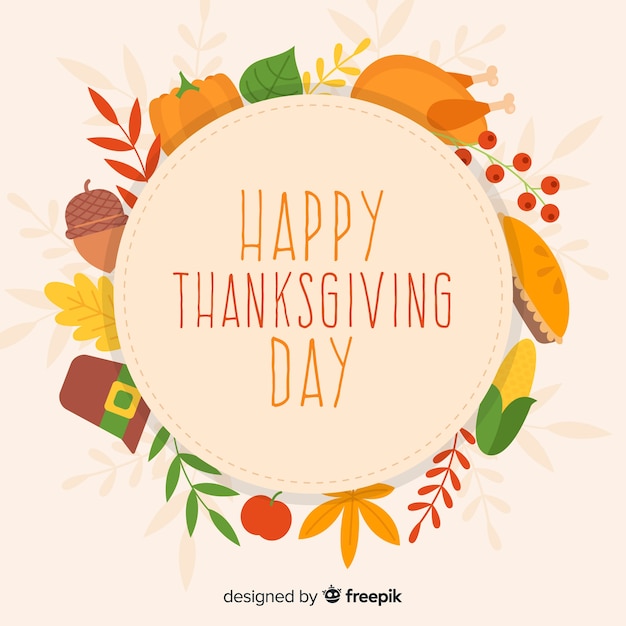 Lovely thanksgiving background with flat design