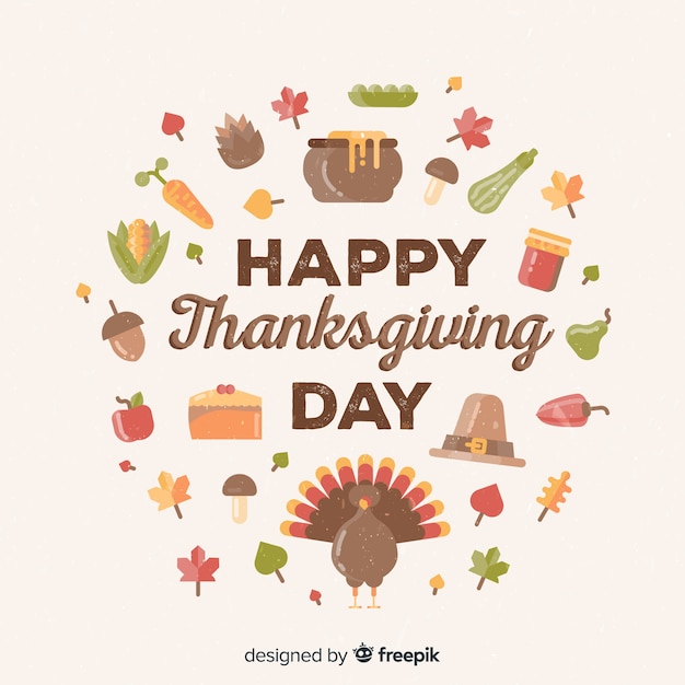 Free vector lovely thanksgiving background with flat design