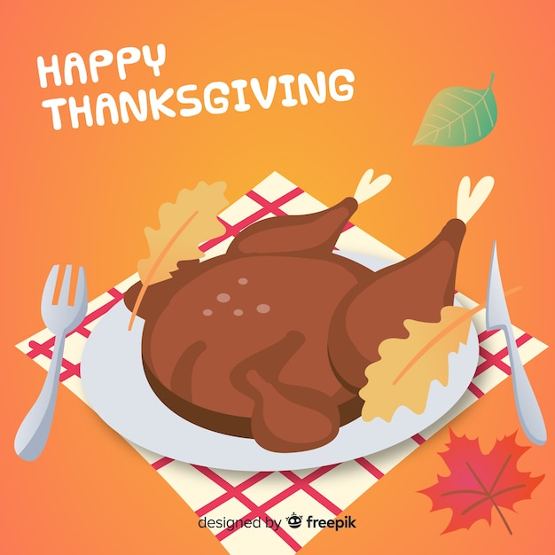 Free vector lovely thanksgiving day background with flat design