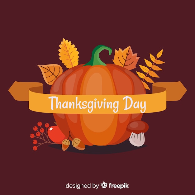 Lovely thanksgiving day background with flat design