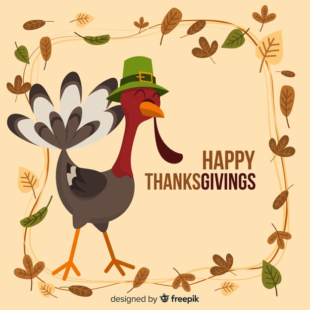 Lovely thanksgiving day background with flat design