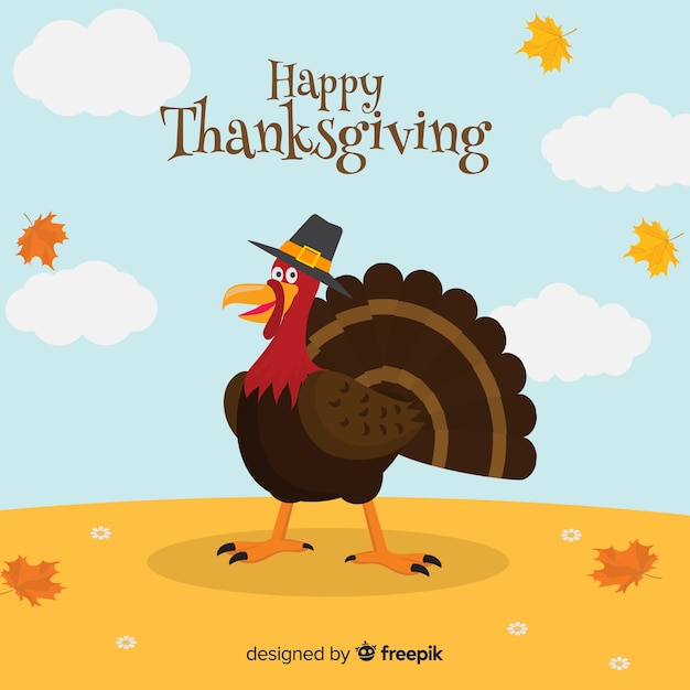 Lovely thanksgiving day background with flat design