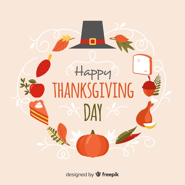 Lovely thanksgiving day background with flat design