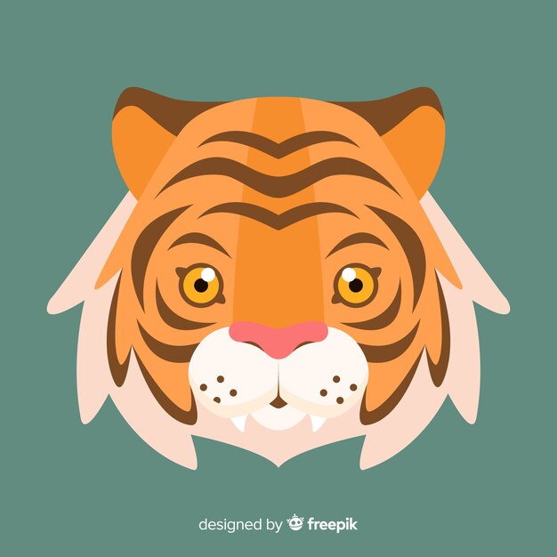 lovely tiger face with flat design