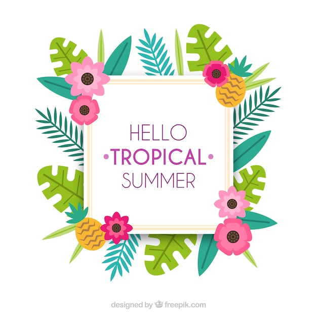 Lovely tropical background with flat design