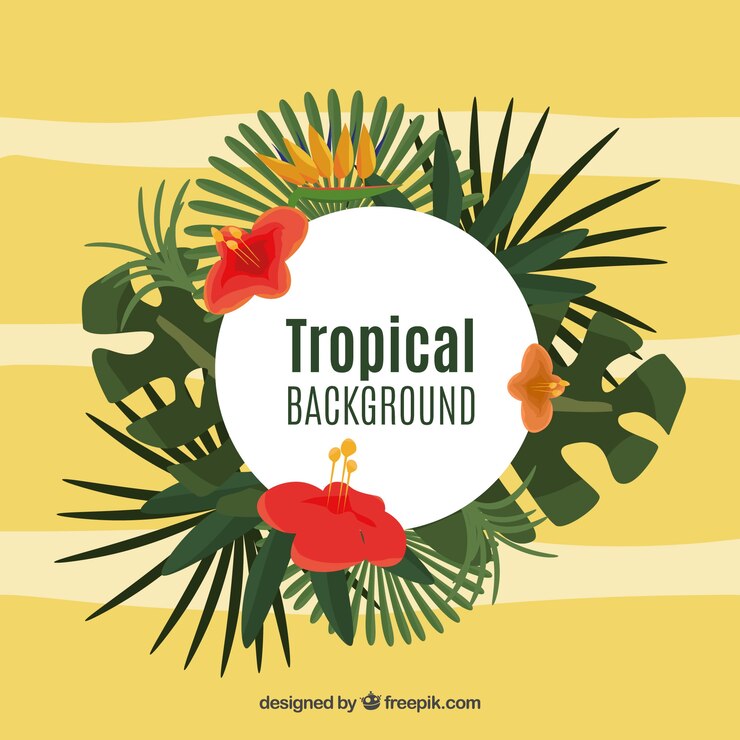 Free Vector lovely tropical background with flat design