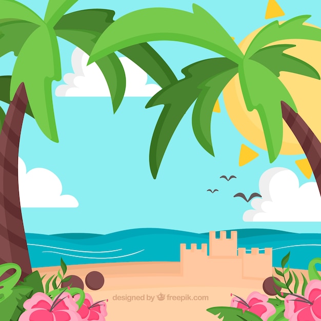 Lovely tropical background with flat design