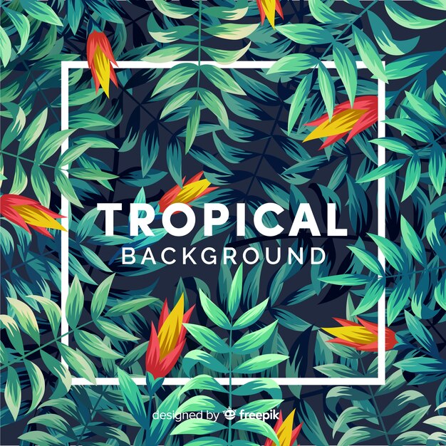 Lovely tropical background with flat design