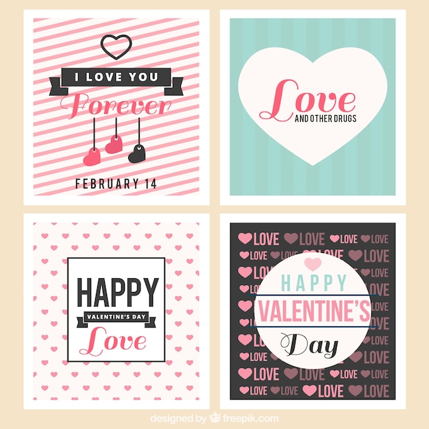 Free vector lovely valentine cards pack