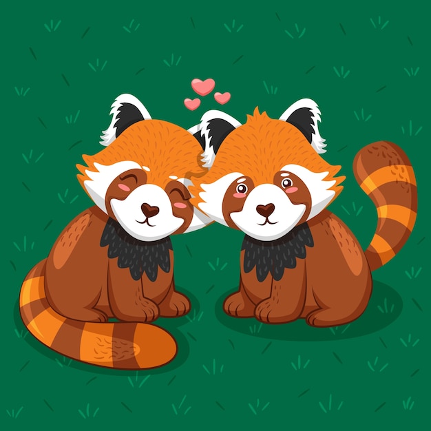 Free vector lovely valentine's day animal couple