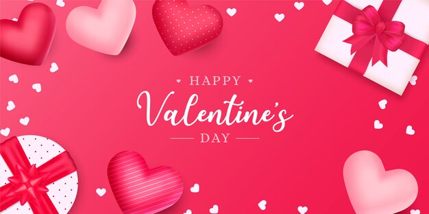 Lovely Valentine's Day background with hearts and gifts