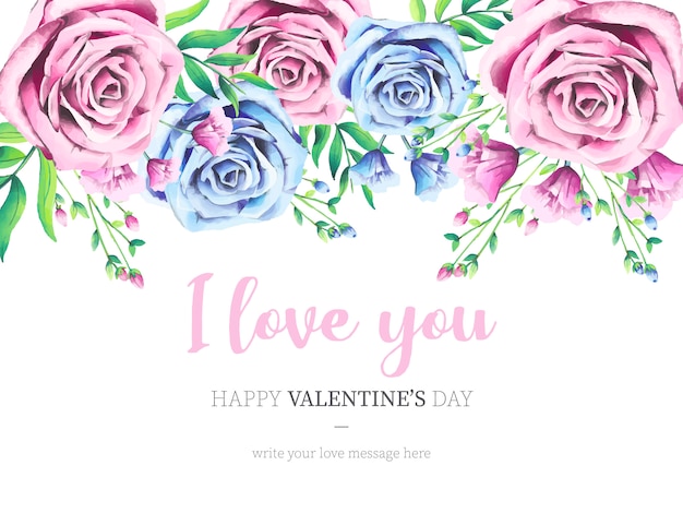 Lovely Valentine's Day Background with Watercolor Roses