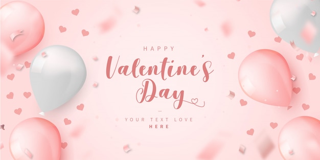 Lovely Valentine's Day Card Template with Balloons