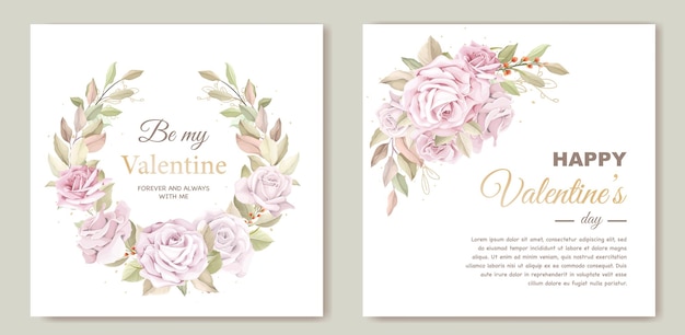 Lovely valentine's day card template with wreath floral