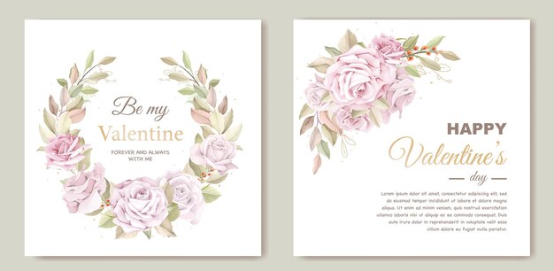 Lovely valentine's day card template with wreath floral