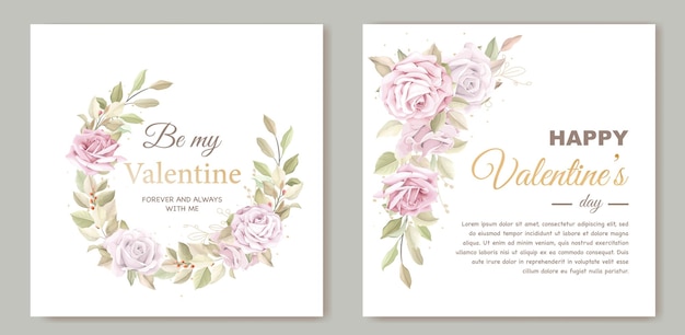 Lovely valentine's day card template with wreath floral