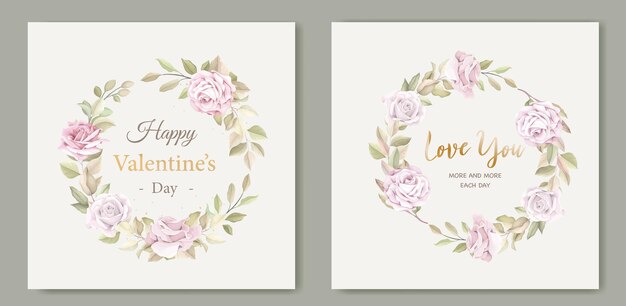 Lovely valentine's day card template with wreath floral