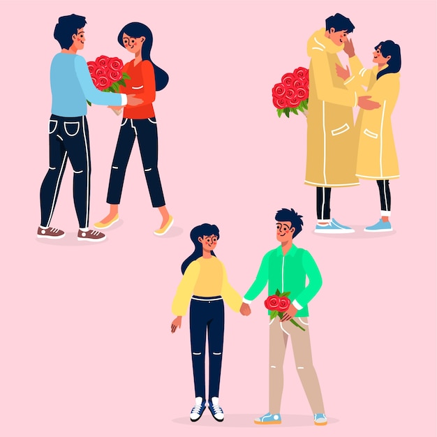 Free vector lovely valentine's day couple collection