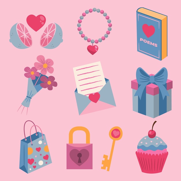 Free vector lovely valentine's day elements