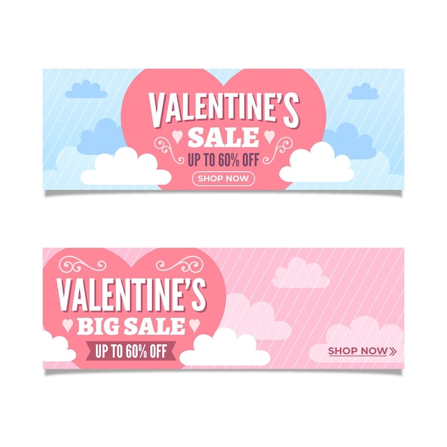 Free vector lovely valentine's day sale banners collection