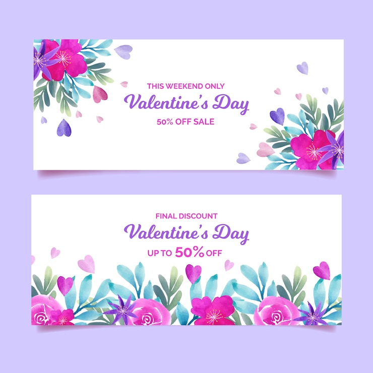 Free Vector lovely valentine's day sale banners