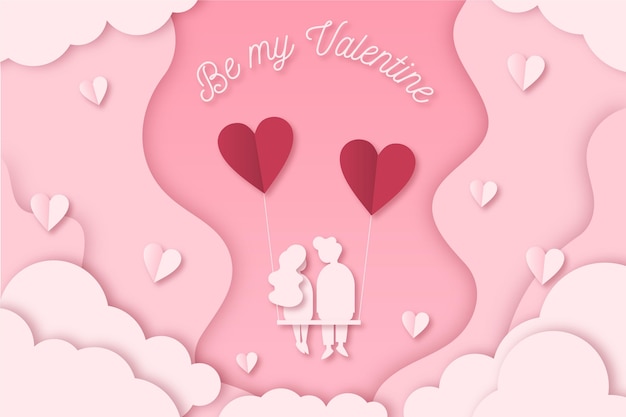 Free vector lovely valentine's day wallpaper in paper style