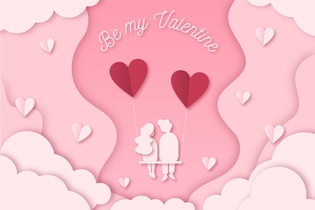 Lovely valentine's day wallpaper in paper style