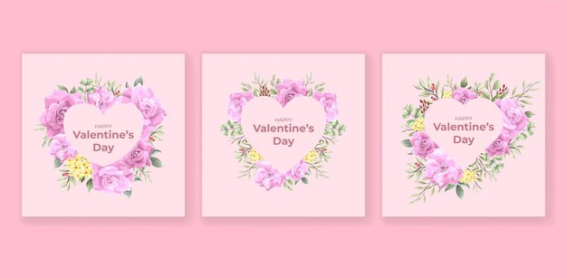 Lovely valentines day cardtemplate with pink flower decoration