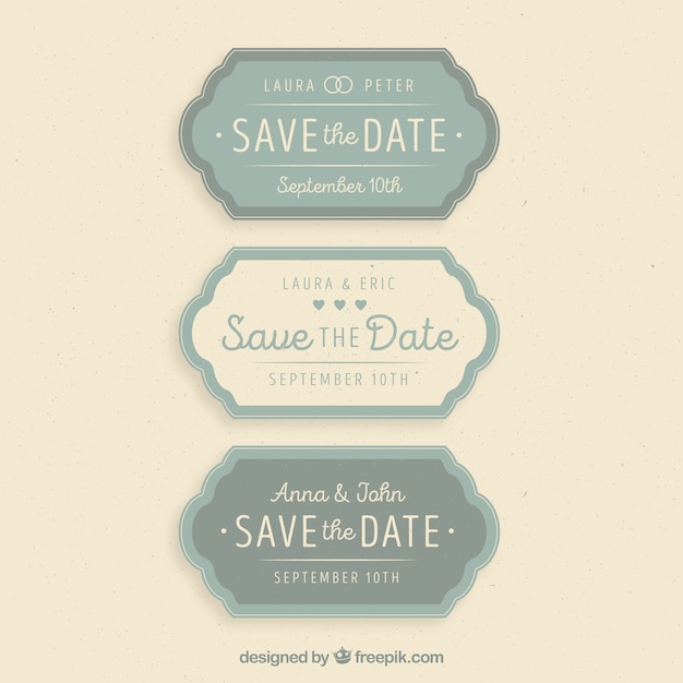 Free vector lovely variety of vintage wedding labels