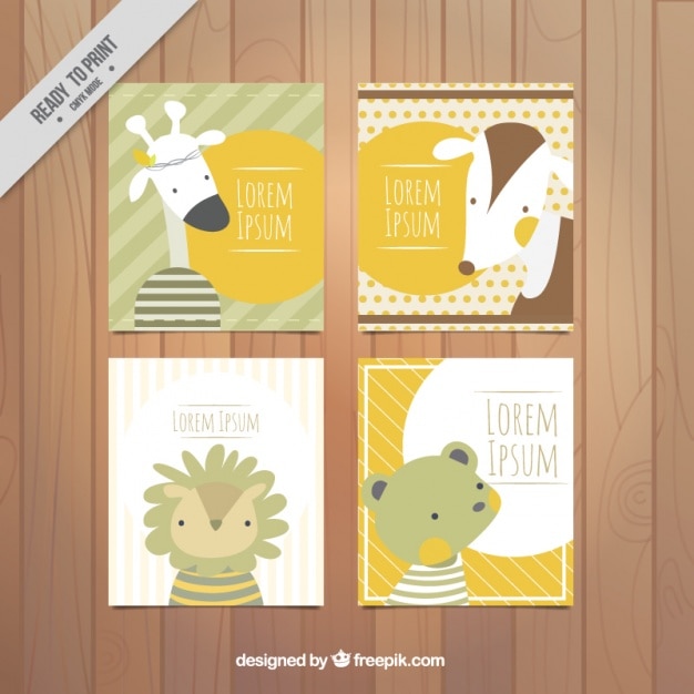 Free vector lovely vintage cards of beautiful animals