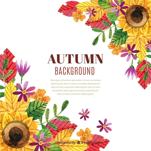 Free vector lovely watercolor autumn background