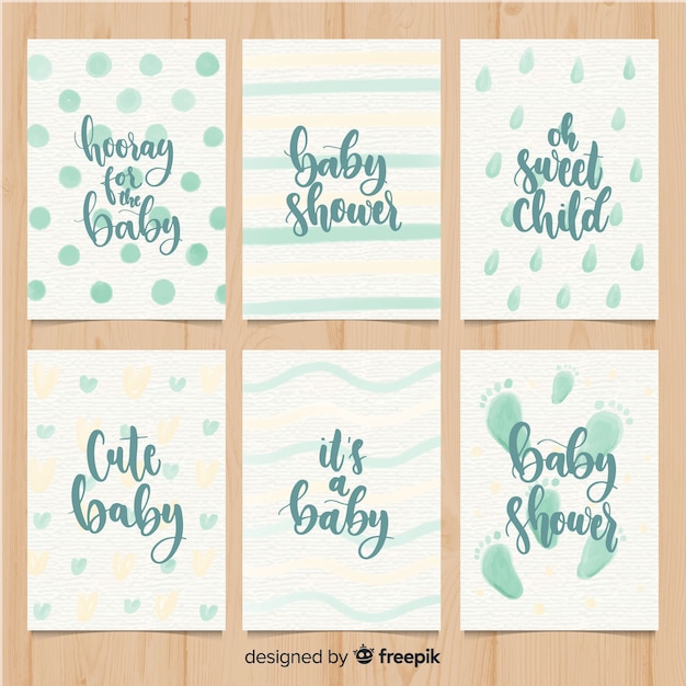 Free vector lovely watercolor baby shower card collection