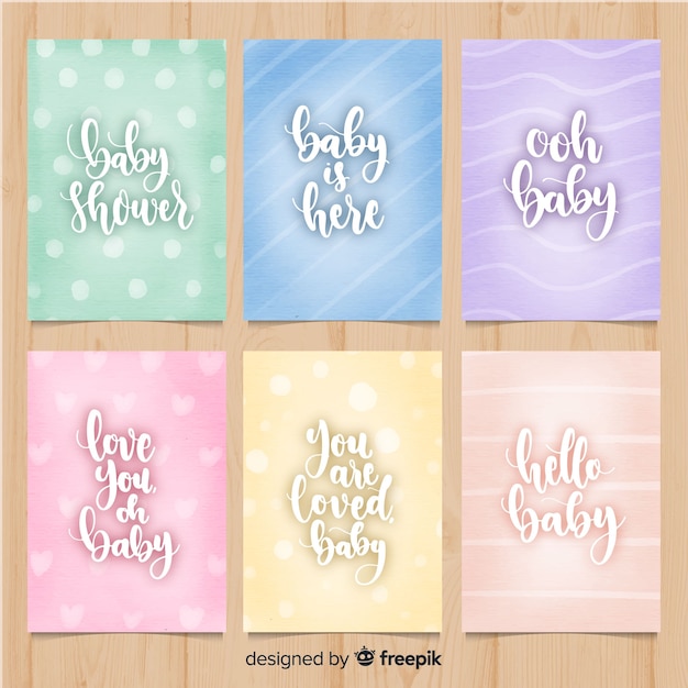 Free vector lovely watercolor baby shower card collection