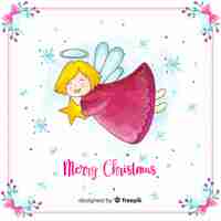 Free vector lovely watercolor christmas angel