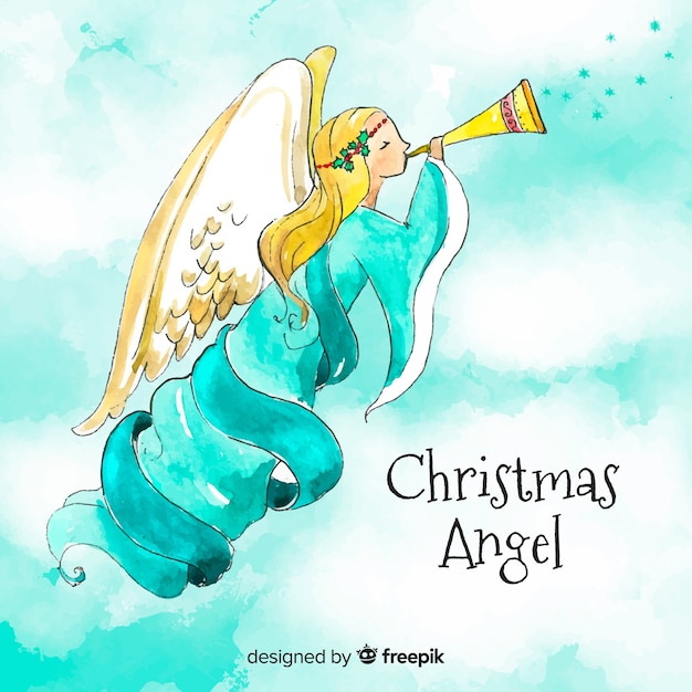 Прекрасный акварельный рождественский ангел