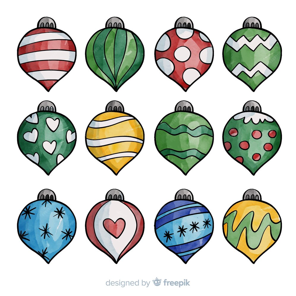 Free Vector | Lovely watercolor christmas ball collection