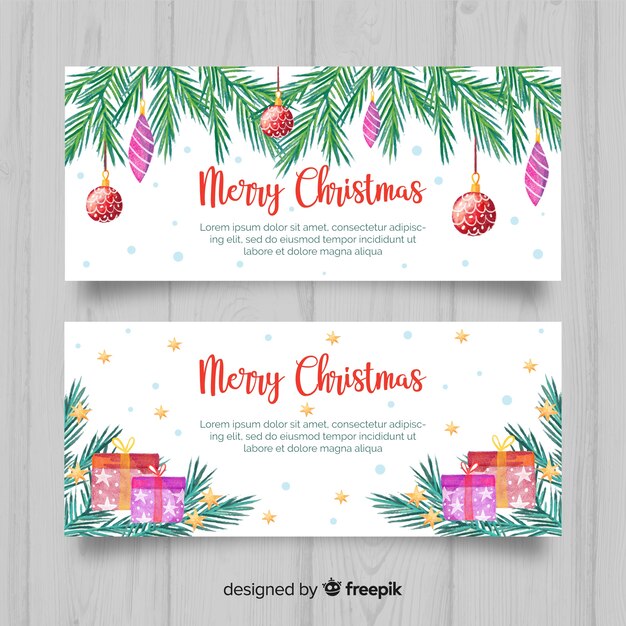 Lovely watercolor christmas banners