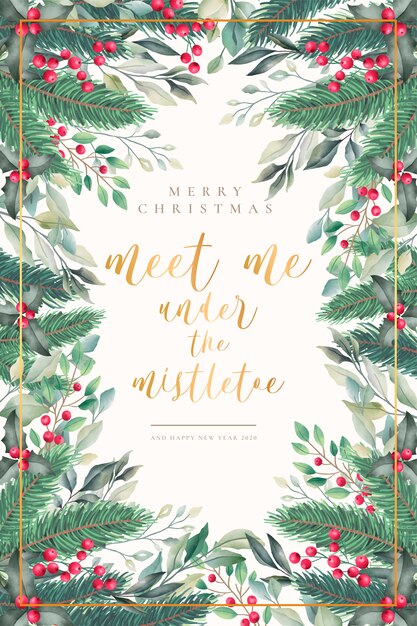 Lovely watercolor christmas card with quote