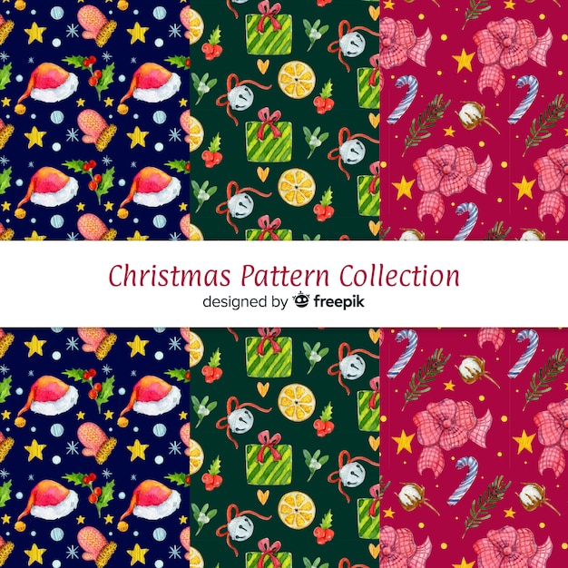 Lovely watercolor christmas pattern collection